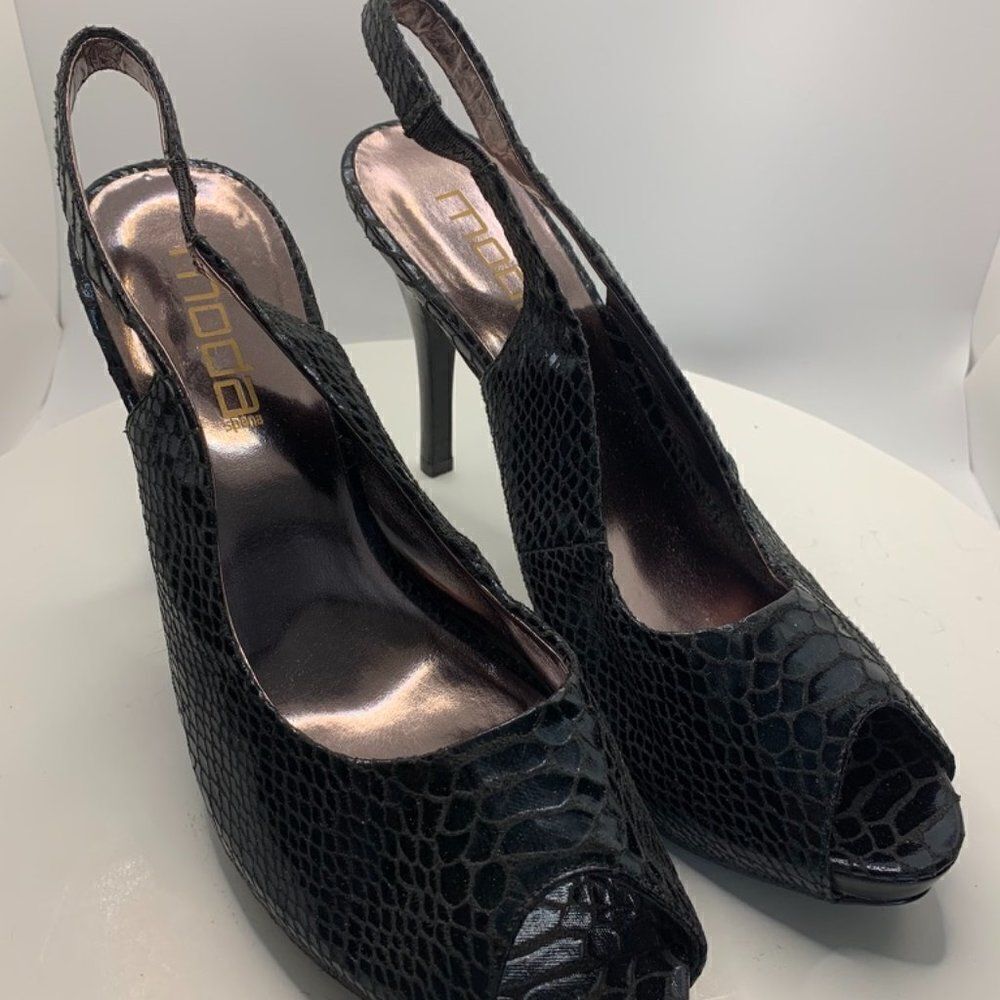 Moda Spana 4" Peep Toe Sling Back Alligator Print Heel